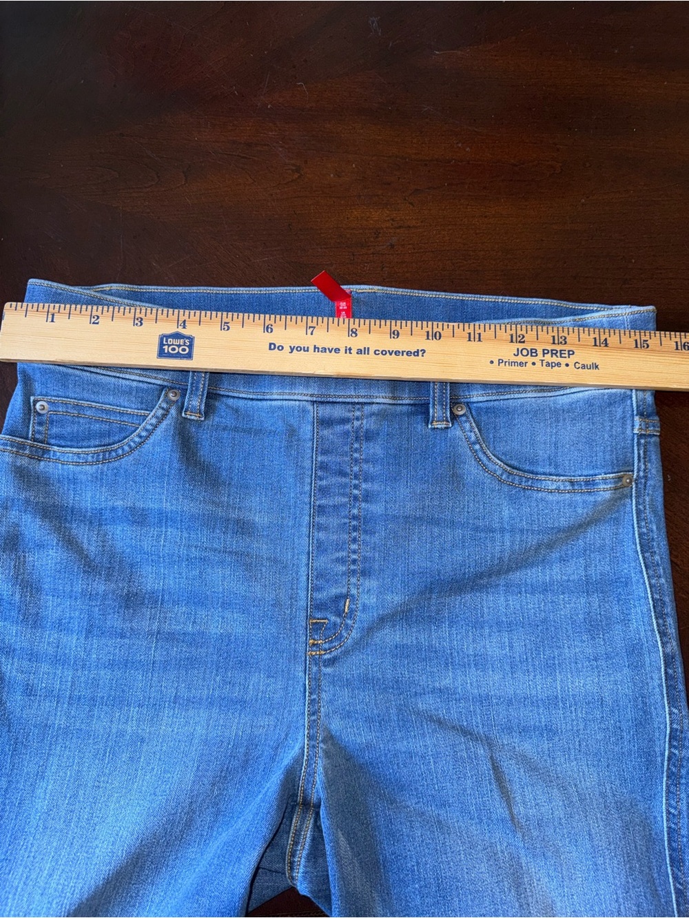 Spanx Flare Jeans Medium Wash Pull On High Waisted Denim Blue Size M 35" Inseam - Picture 5 of 8